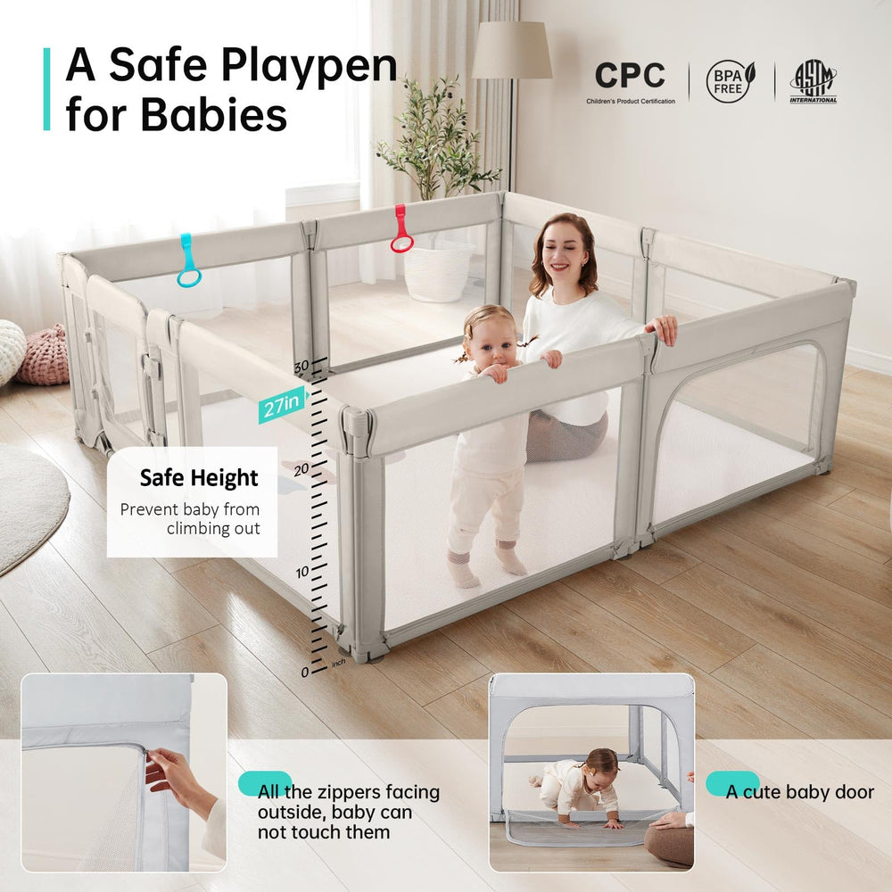 Dora dotey strong suction cups keep the playpen firmly anchored on the floor.
