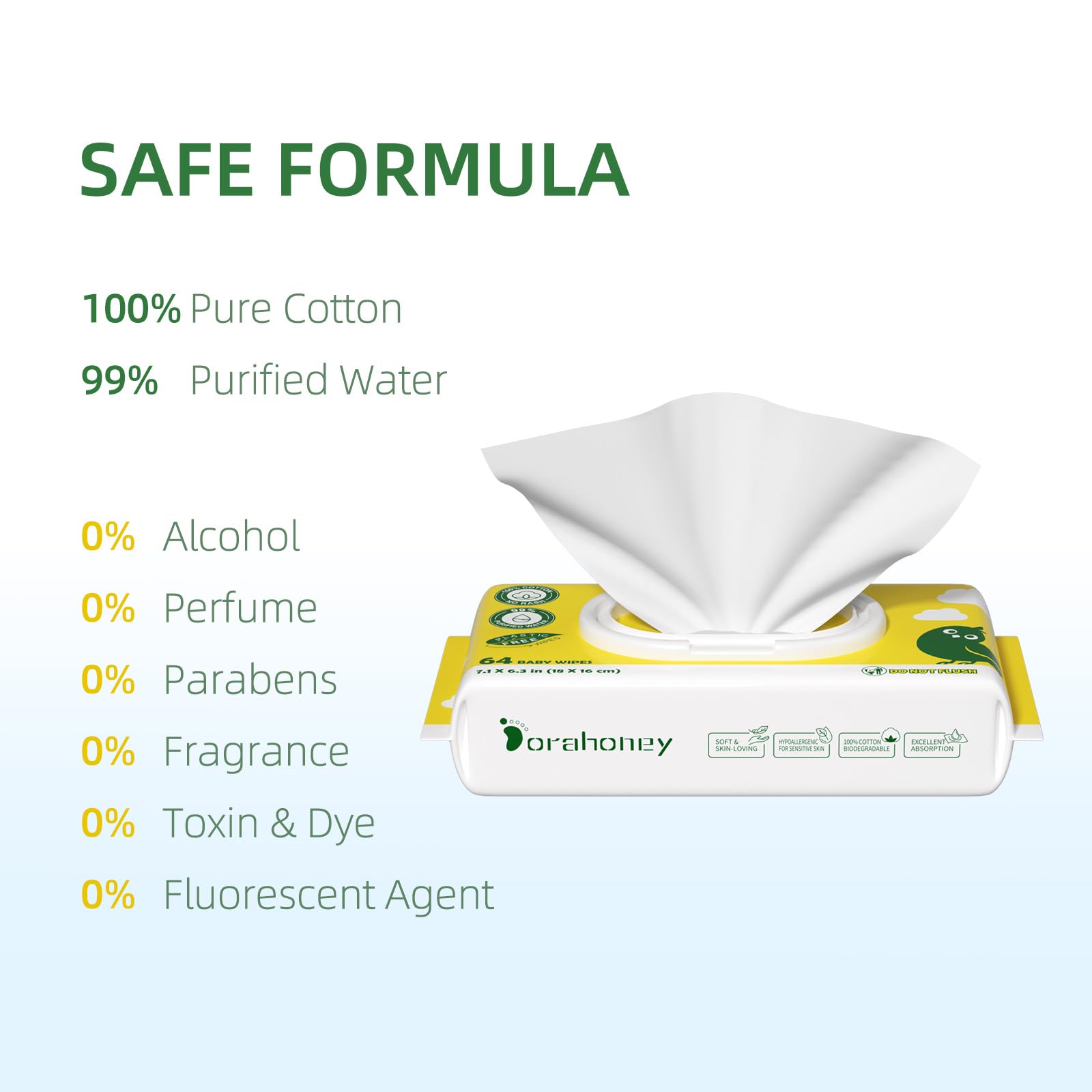 DORAHONEY unscented wipes ideal for sensitive skin care