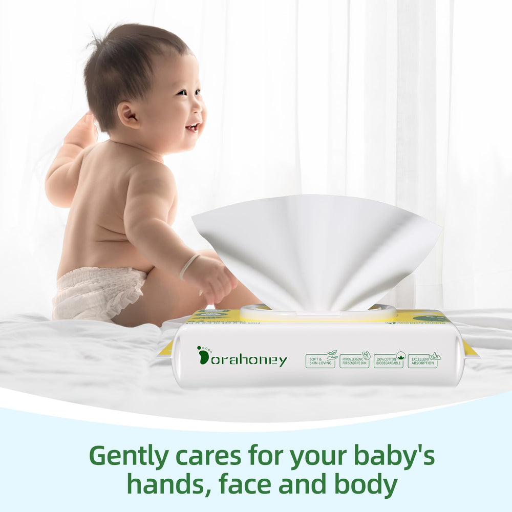 Dorahoney flip-top dispensers provide convenient one-wipe-at-a-time access.