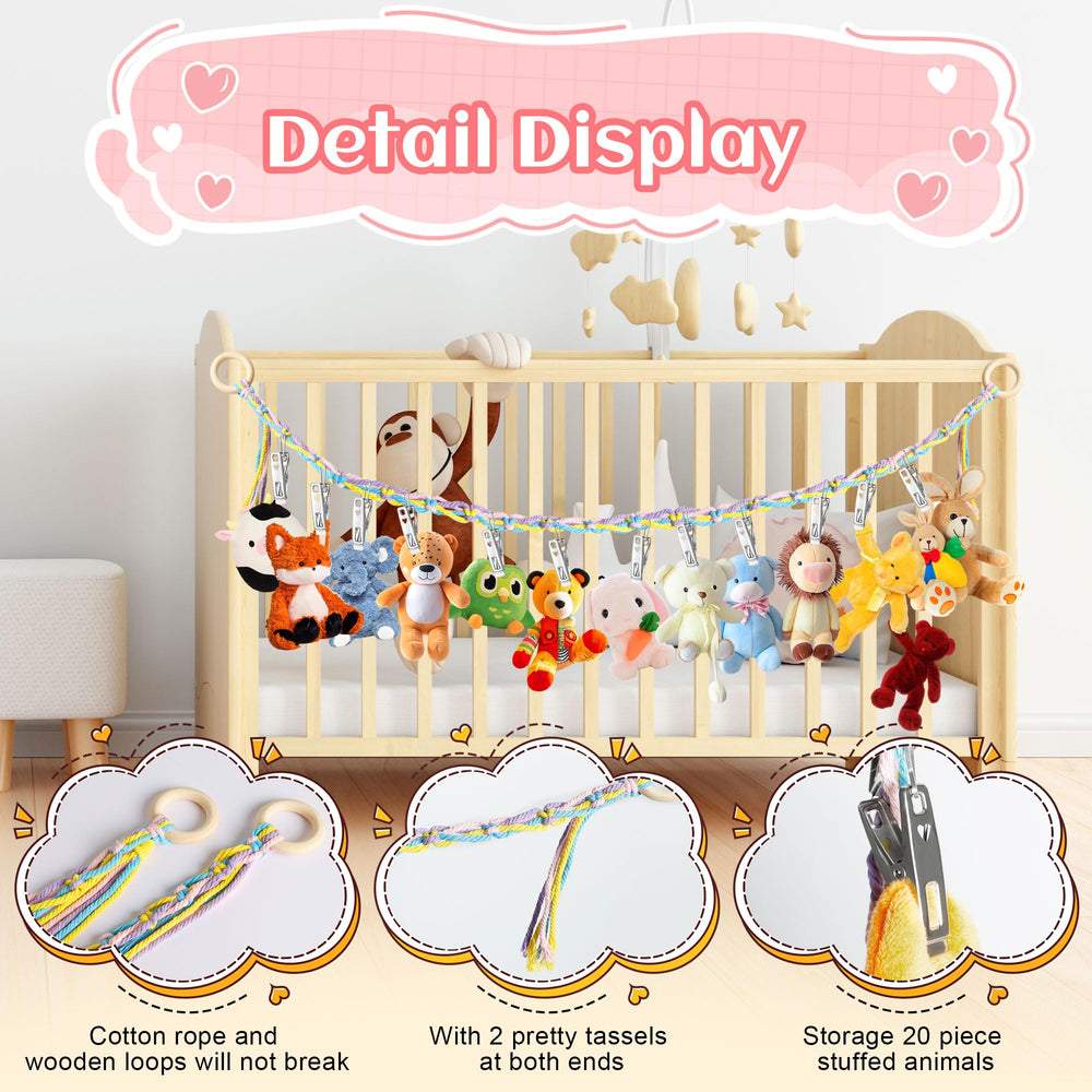 Dorblely stuffed-animal-hammock metal clips secure plush toys for long-term use