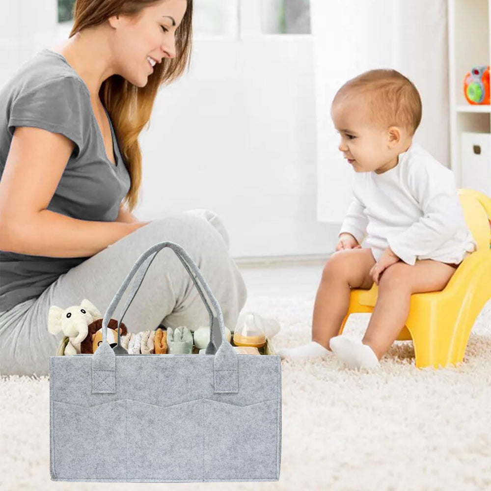 Ｄｏｒｃｙ baby shower gift gray organizer for new parents.