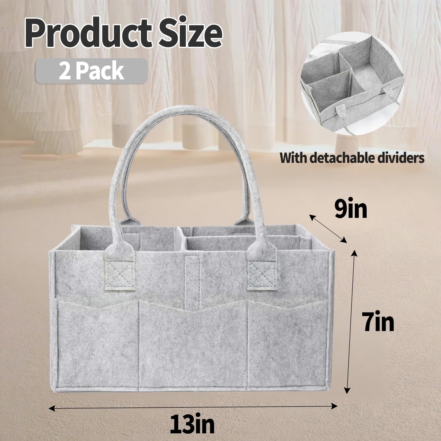 Ｄｏｒｃｙ baby diaper storage gray with removable dividers to customize space.