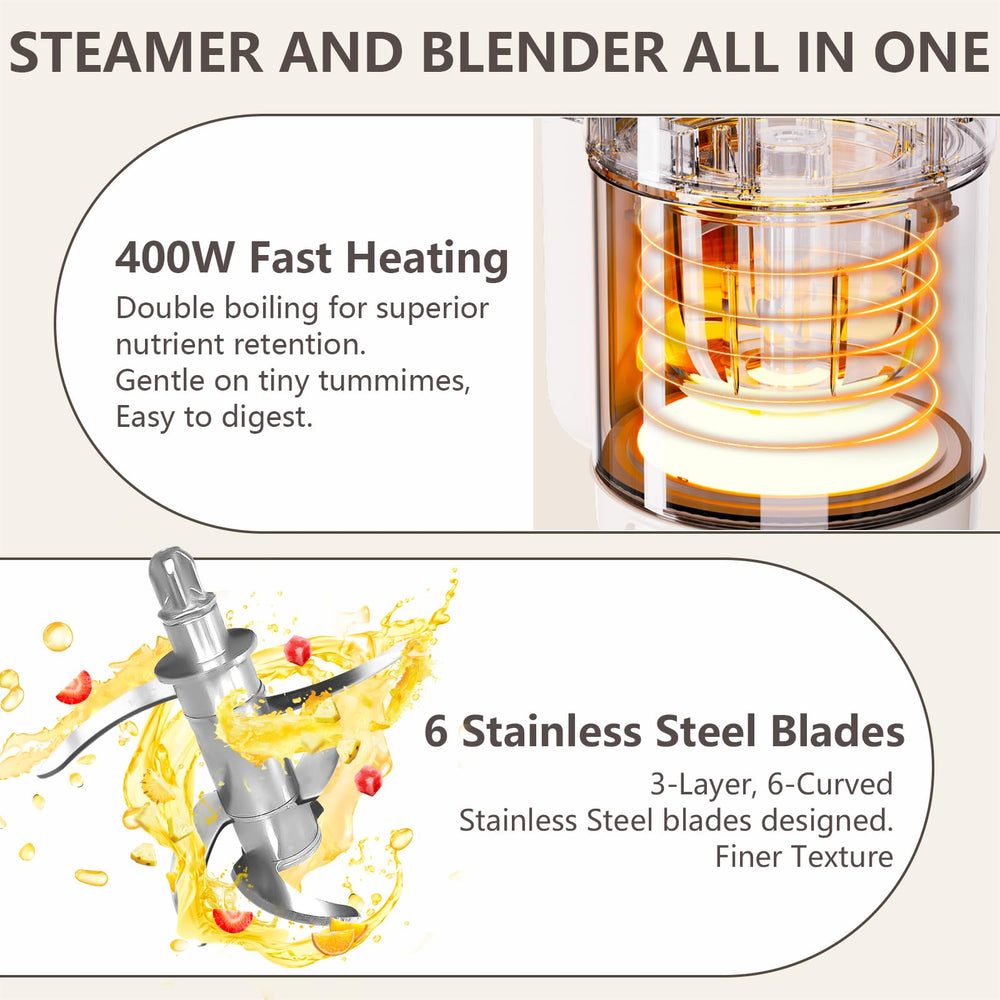 DORFLY baby-food-maker durable blades slicing fruits and veggies into smooth puree