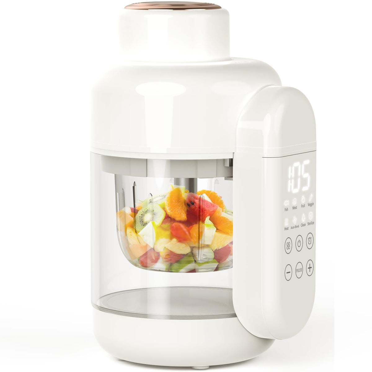 DORFLY baby-food-maker glass bowl ready for steaming and blending nutritious purees