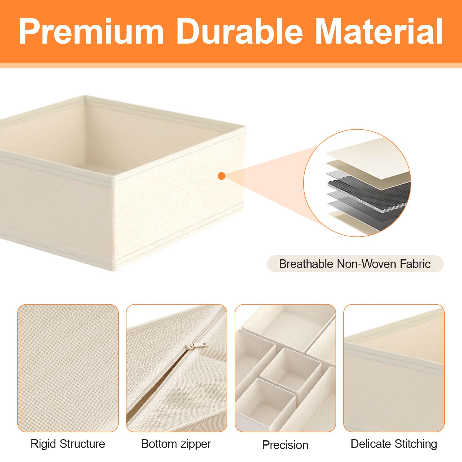 Dorisun drawer organizer sock compartments illustrating easy access and organization.