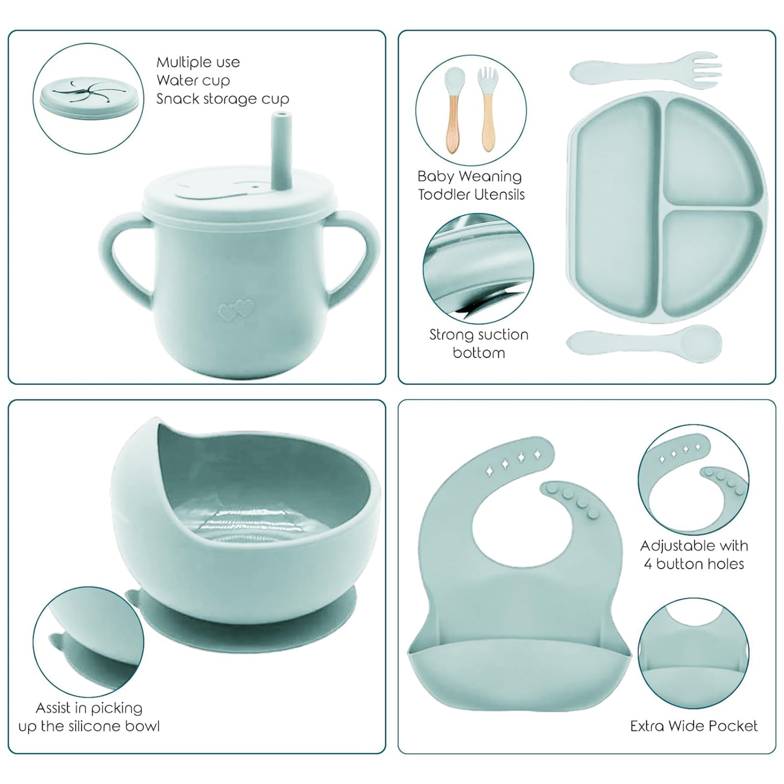 Dormlony adjustable bib with food catcher catches spills for cleaner outfits