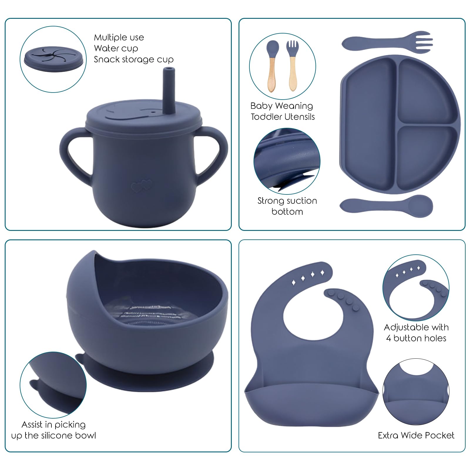 Dormlony divided plate keeps food separated for tidy toddler meals.