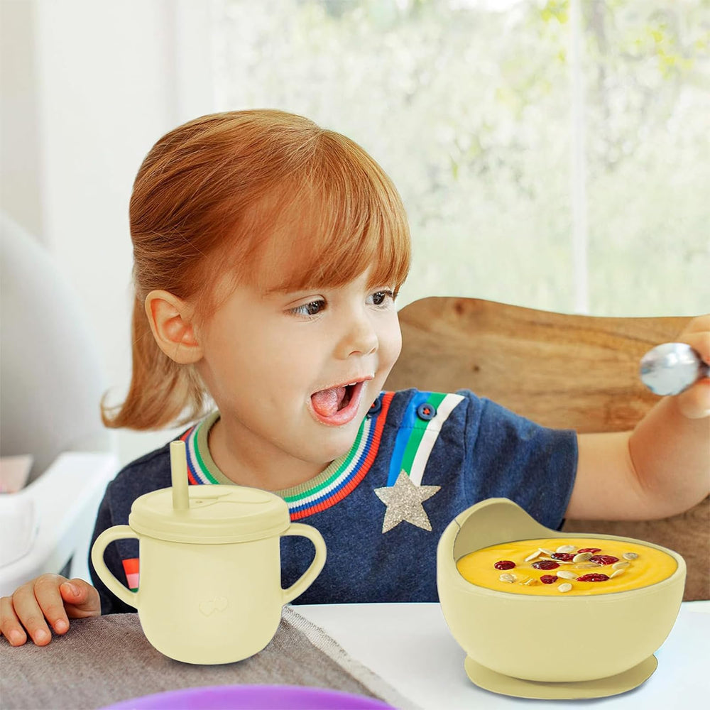 Dormlony yellow baby feeding set ideal for everyday mealtimes.
