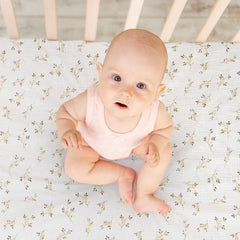 Dormlony crib sheets on a standard 52x28 crib demonstrating breathable comfort