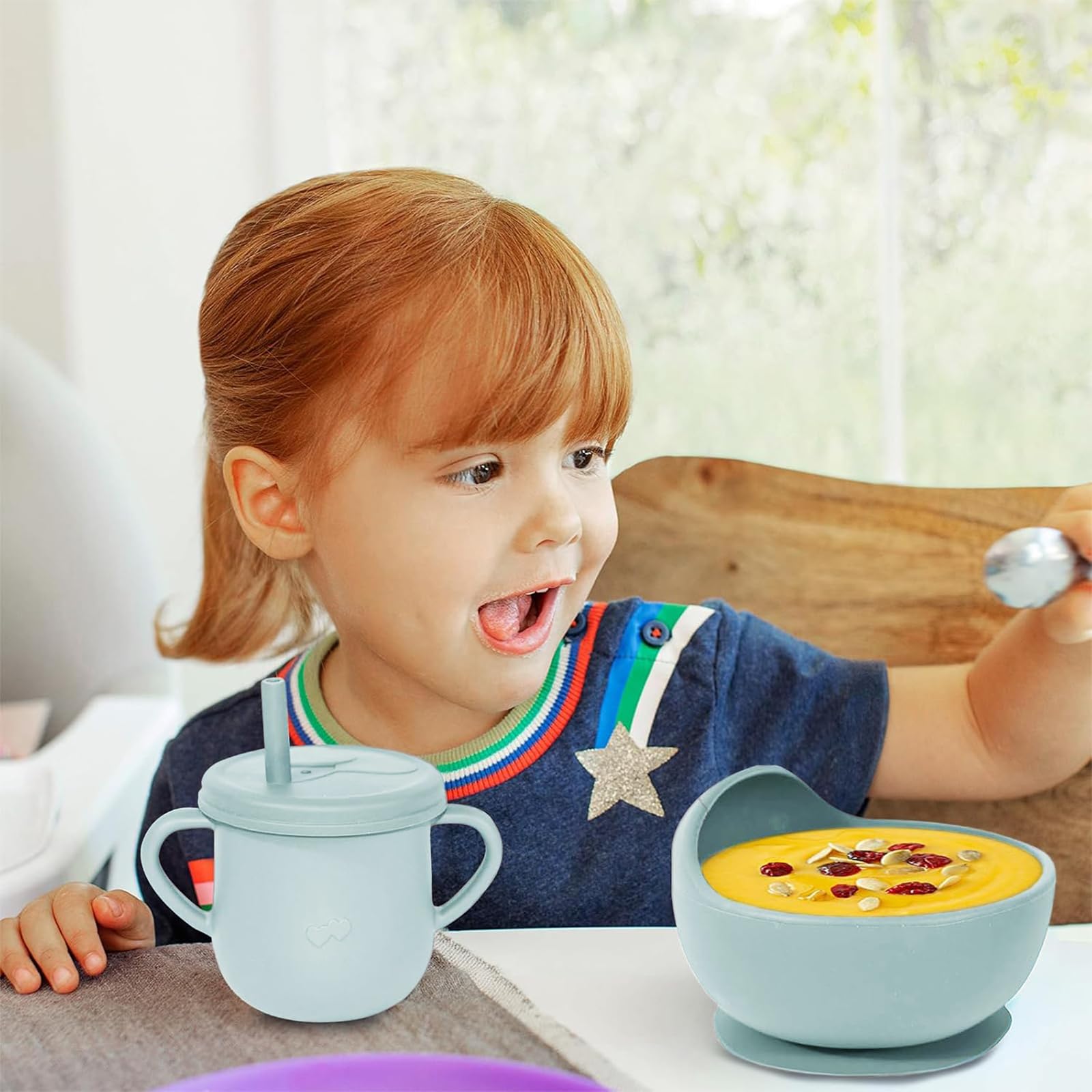 Dormlony easy-clean silicone baby dishes simplify after-meal cleanup