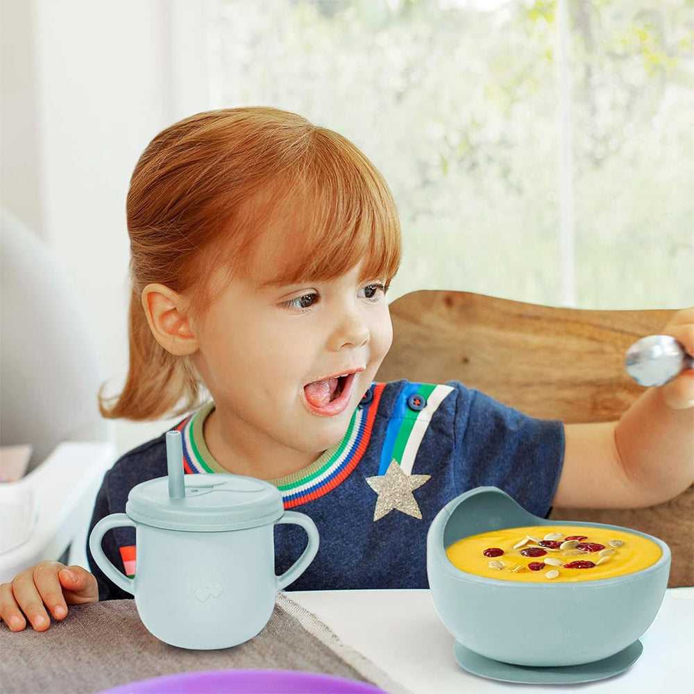 Dormlony easy-clean silicone baby dishes simplify after-meal cleanup