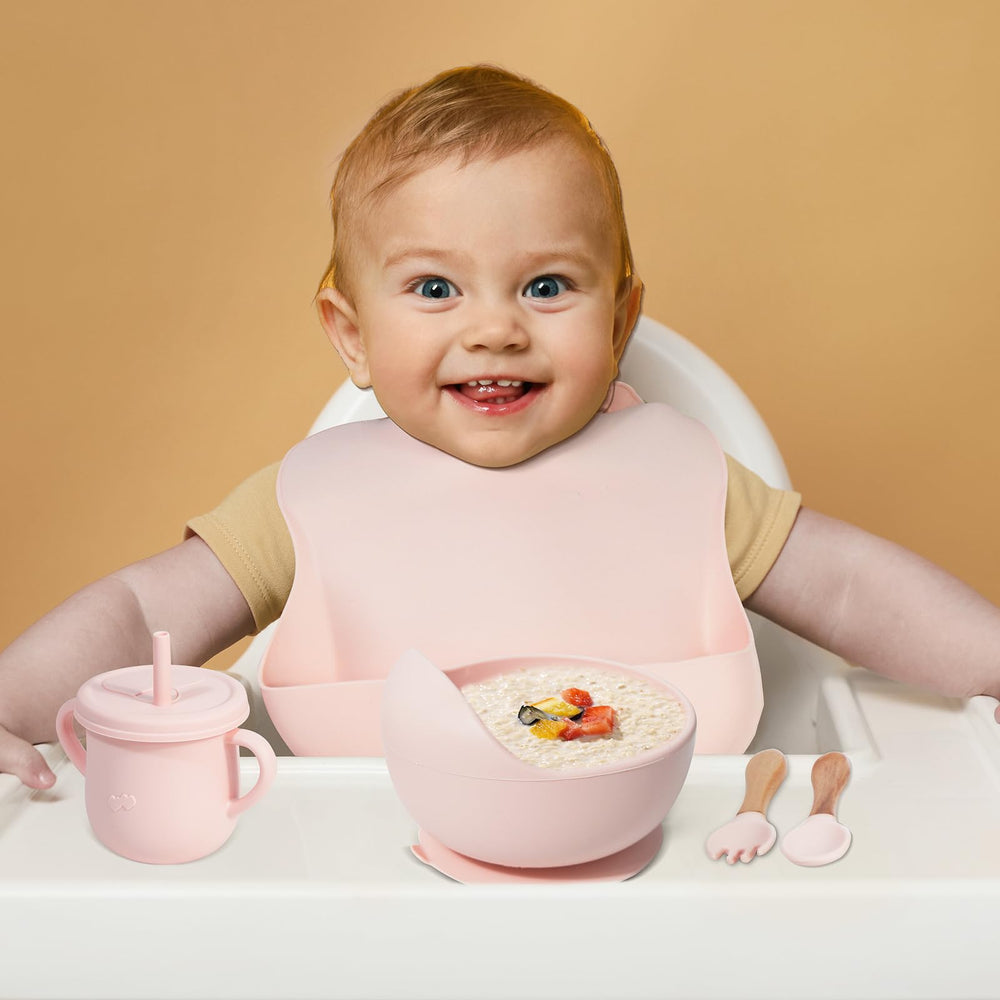Dormlony pink bib with catcher keeps clothes cleaner during feedings