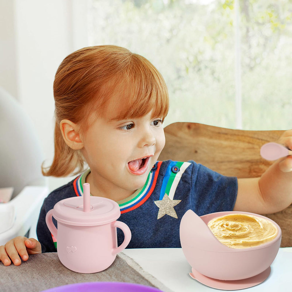 Dormlony mealtime kit showcases complete silicone feeding set in pink