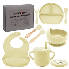 Dormlony silicone baby feeding set with suction bowl for mess-free meals.