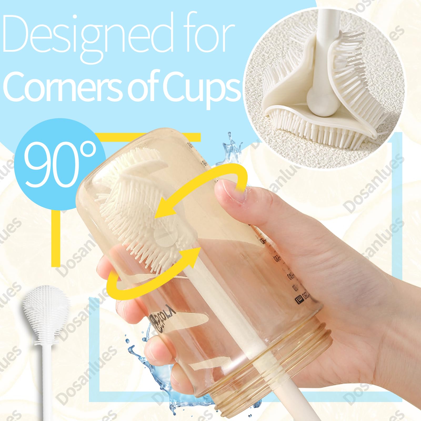 Dosanlues extended detachable brush extends reach into bottle interiors