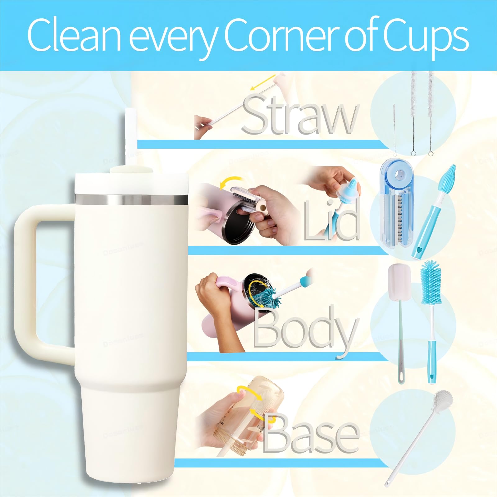 Dosanlues straw brush 6.7in reaches tight bends in straws