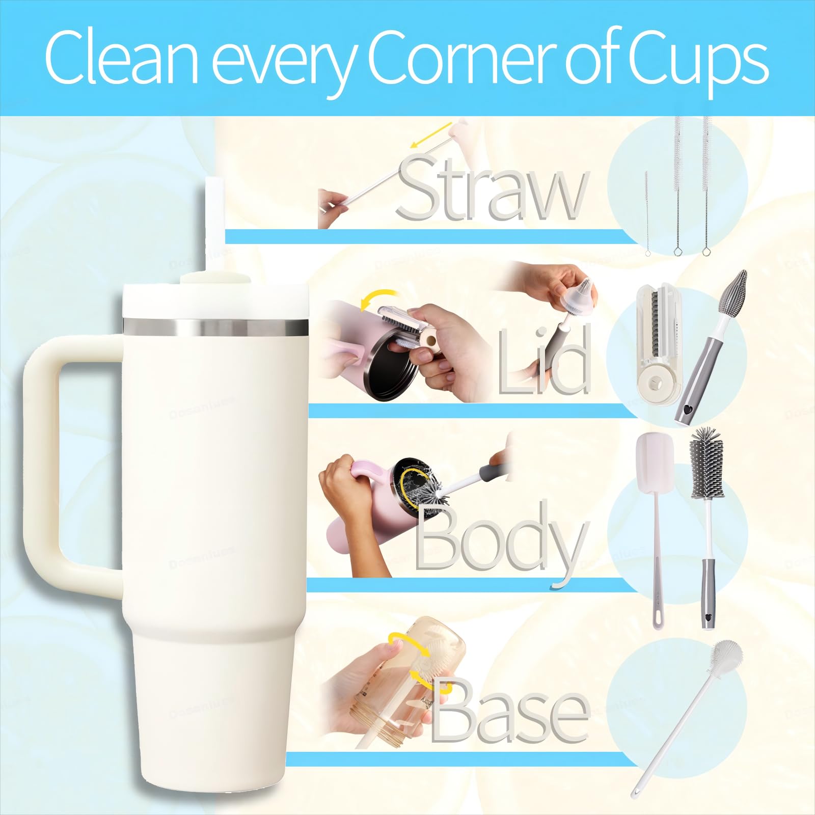 Dosanlues straw cleaner brush set for hygienic reusable straws