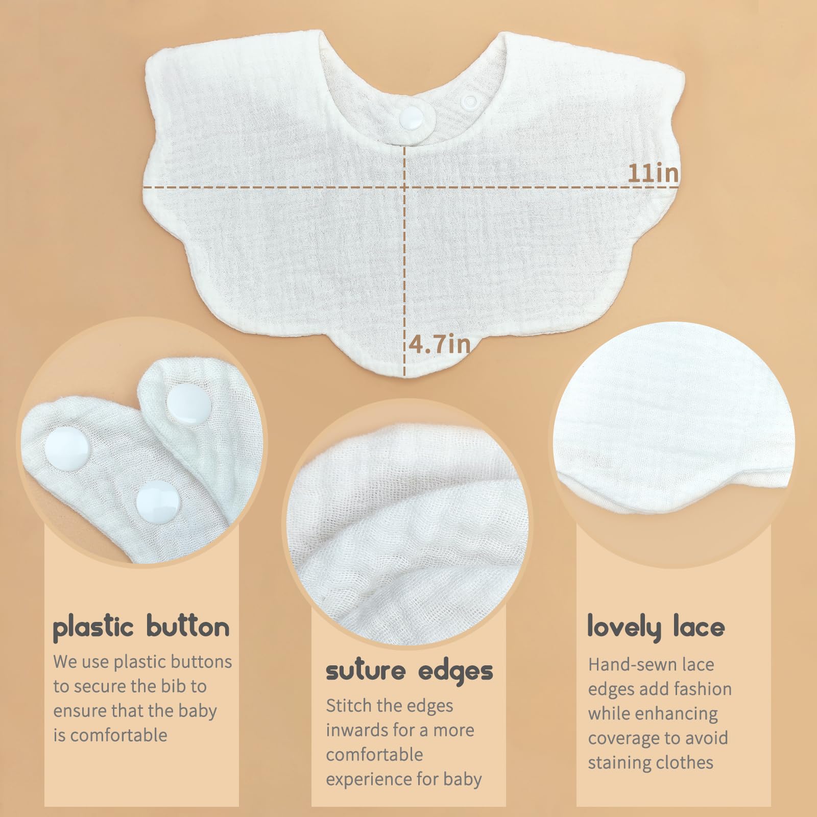 DOSMINE four-layer organic cotton bibs absorb moisture to reduce outfit mess.