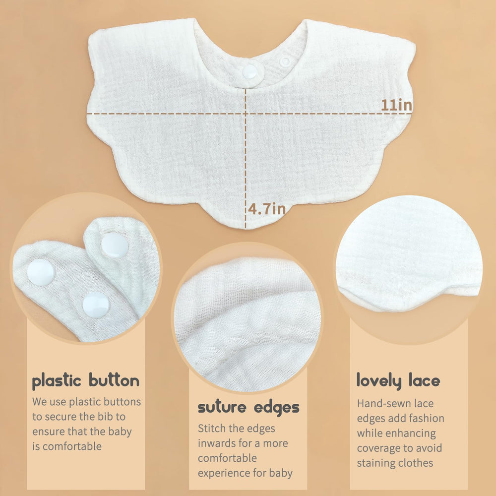 DOSMINE four-layer organic cotton bibs absorb moisture to reduce outfit mess.