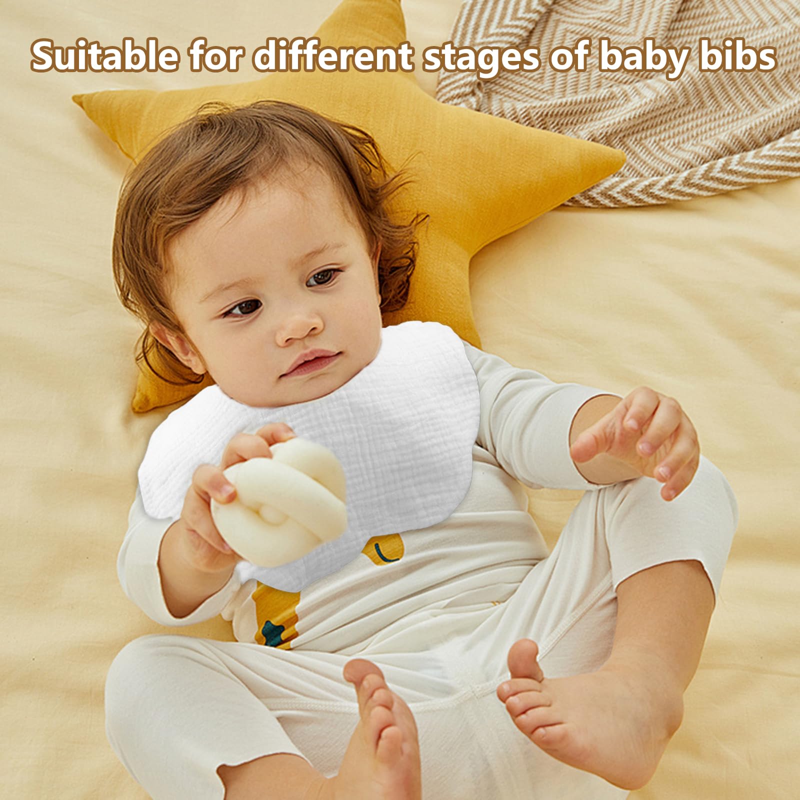 DOSMINE Baby Bibs four-layer muslin design enhances absorbency for daily use.
