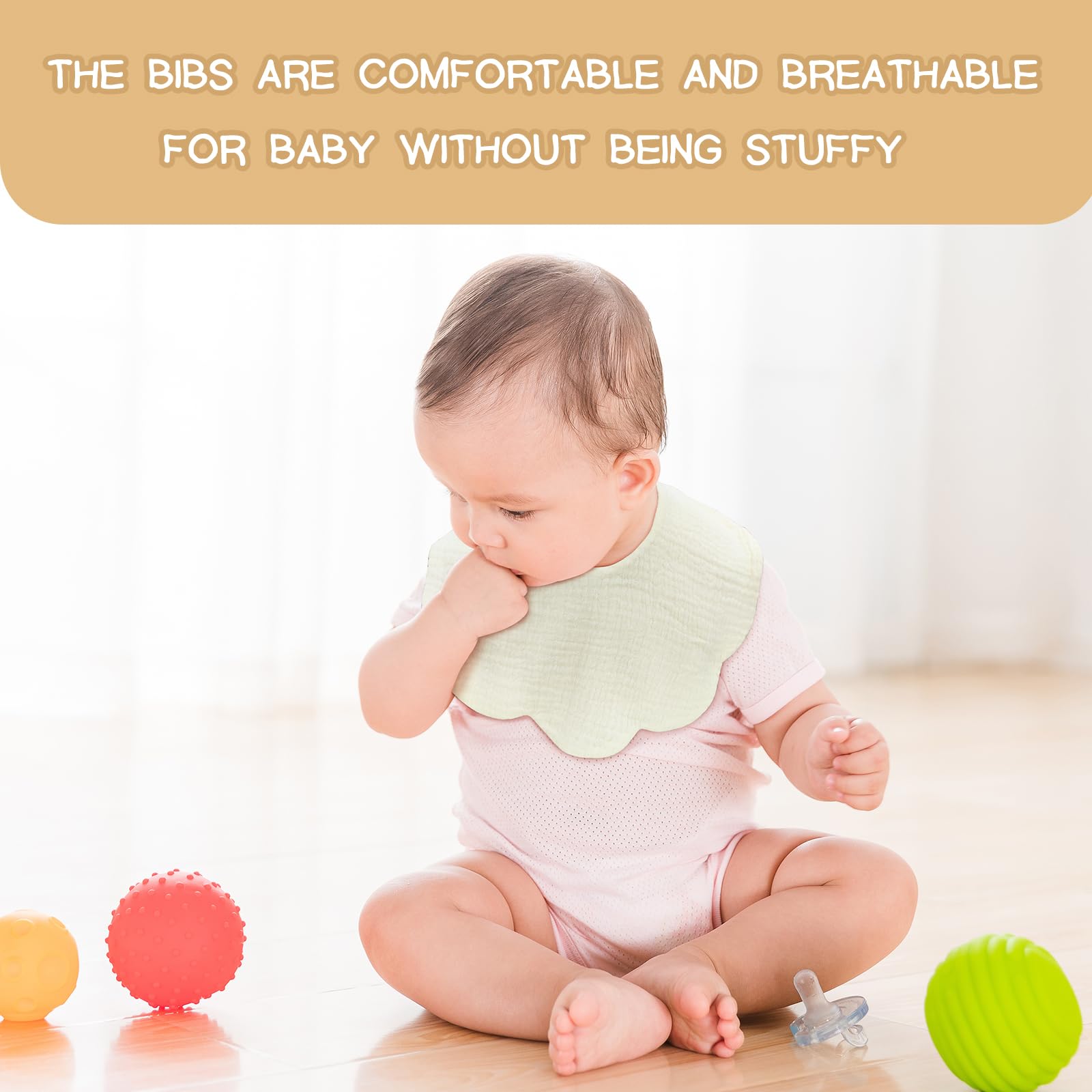 DOSMINE Baby Bibs color variety set helps coordinate outfits while keeping messes contained.