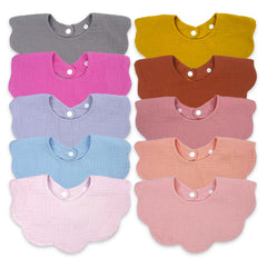 DOSMINE Baby Bibs Muslin 10Pack blue front view helps keep outfits clean during drool.