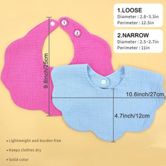 DOSMINE baby bibs adjustable snaps provide a comfortable neck fit as babies grow.