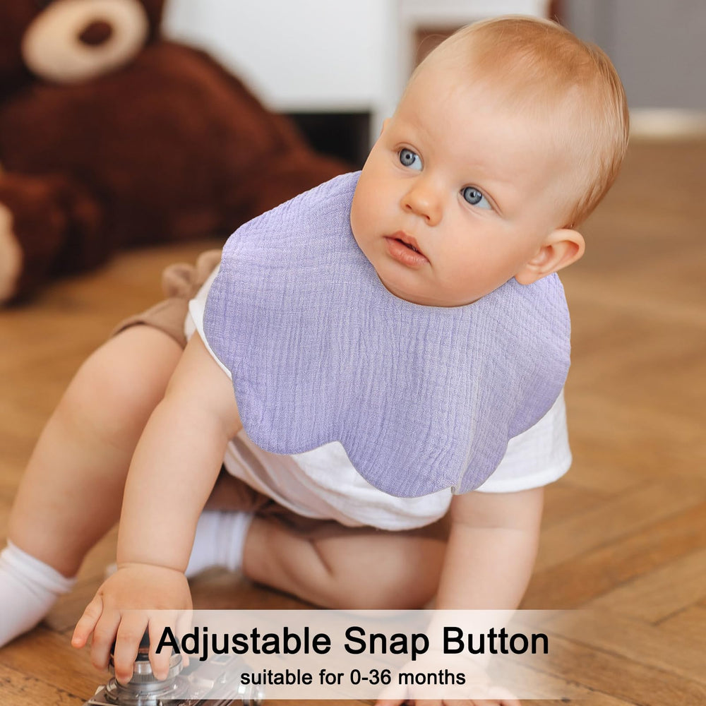 DOSMINE baby bibs soft organic cotton texture supports gentle teething and skin care.