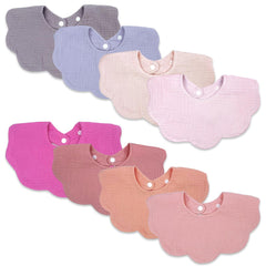 DOSMINE Baby Bibs Muslin 8-Pack colorful set protects outfits during drool and spills.
