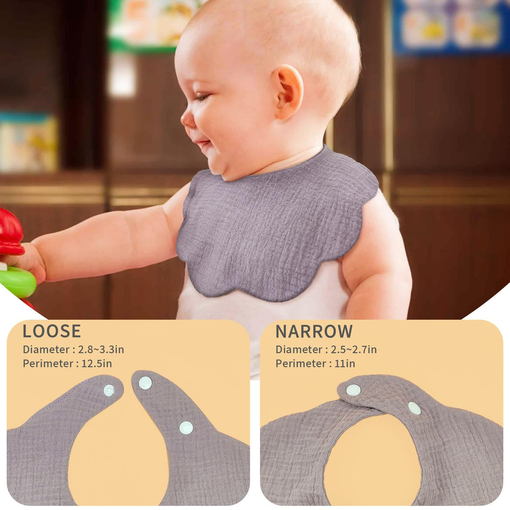 DOSMINE baby bibs muslin 8-pack adjustable snap closures ensure secure fit through growth spurts