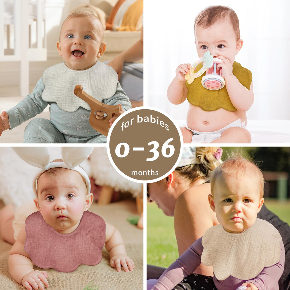 DOSMINE baby bibs muslin 8-pack versatile cloths double as burp cloths and nursing covers
