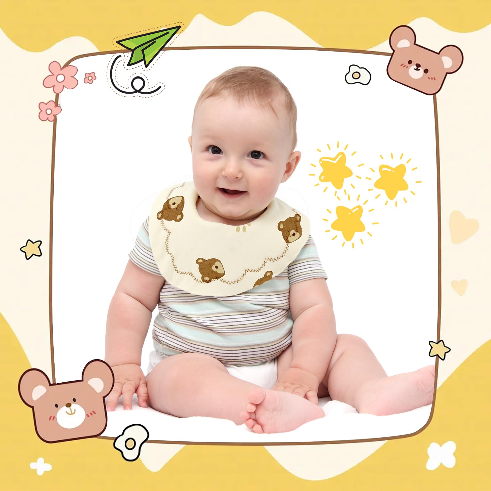 DOSMINE apricot bibs 8-pack soft breathable daily drool messes