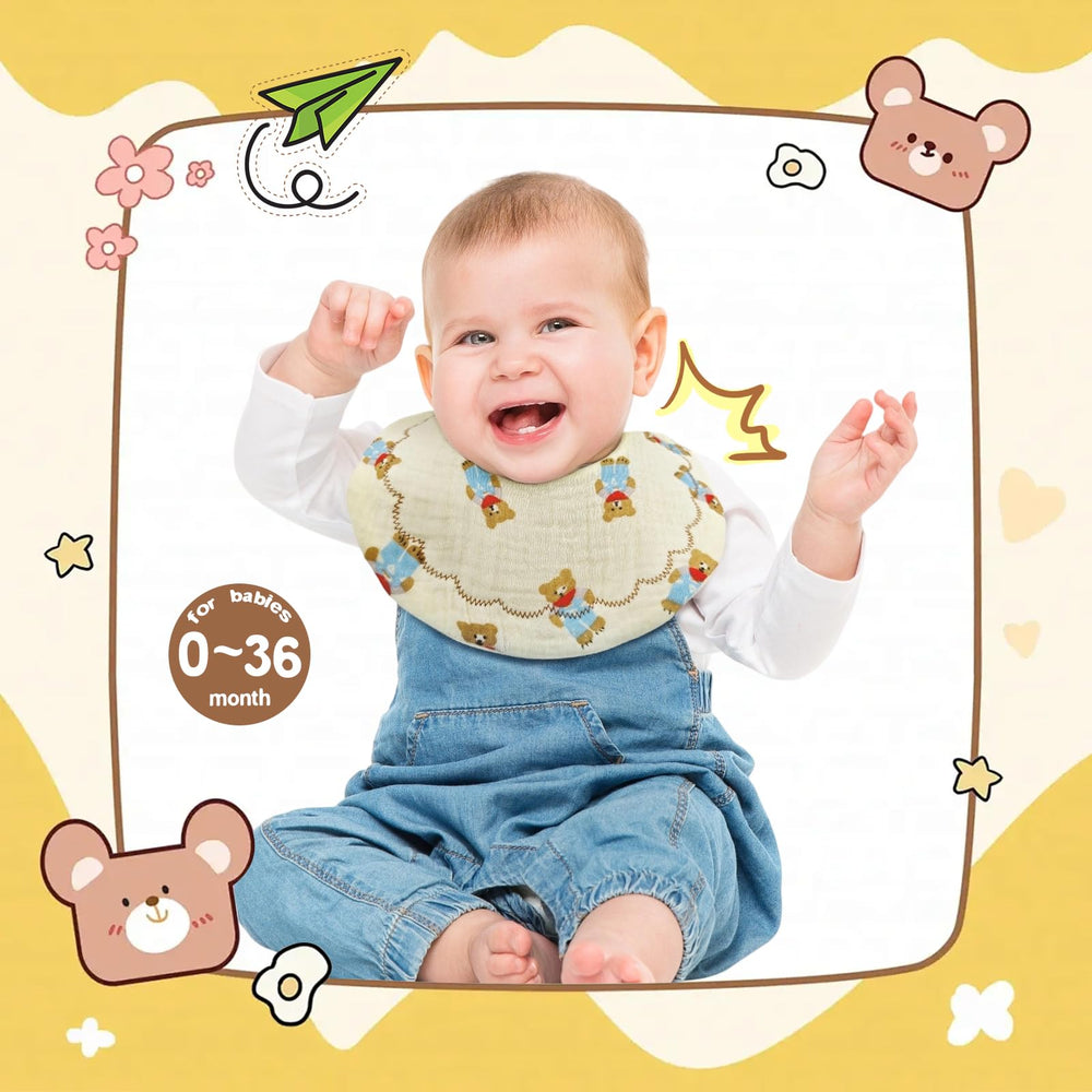 DOSMINE bibs muslin 8-pack round shape provides full coverage during feeding