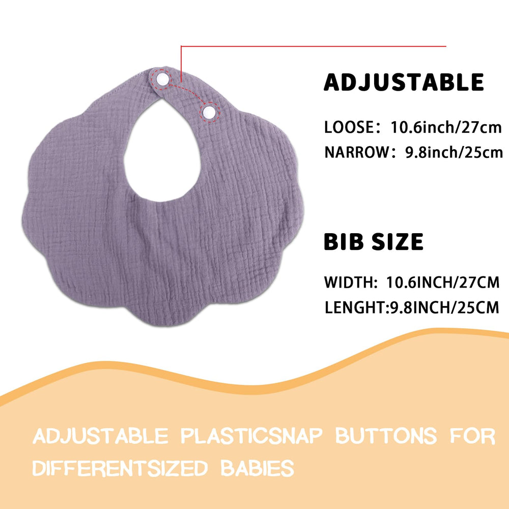 DOSMINE bibs adjustable fit - two-button closure grows with baby.