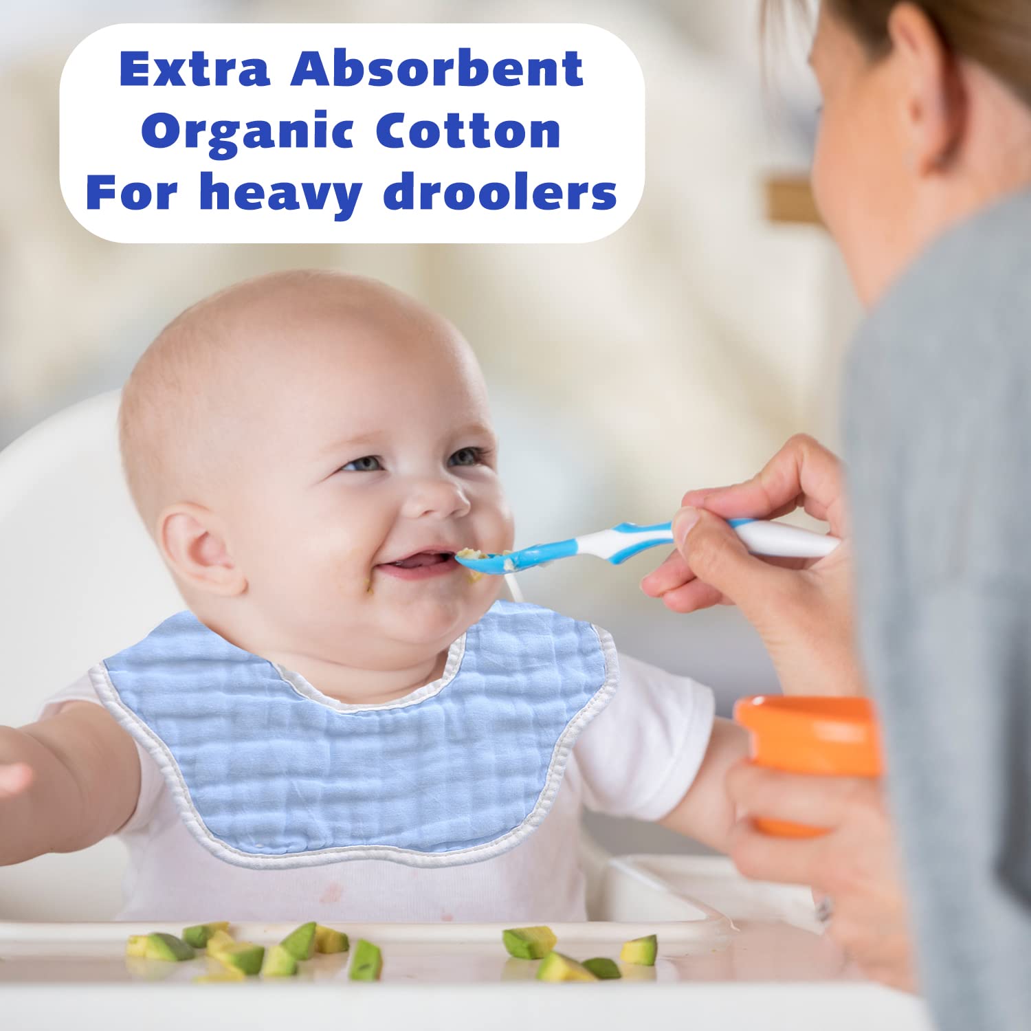 DOSMINE muslin baby bib adjustable snaps highlights secure fit for growing babies