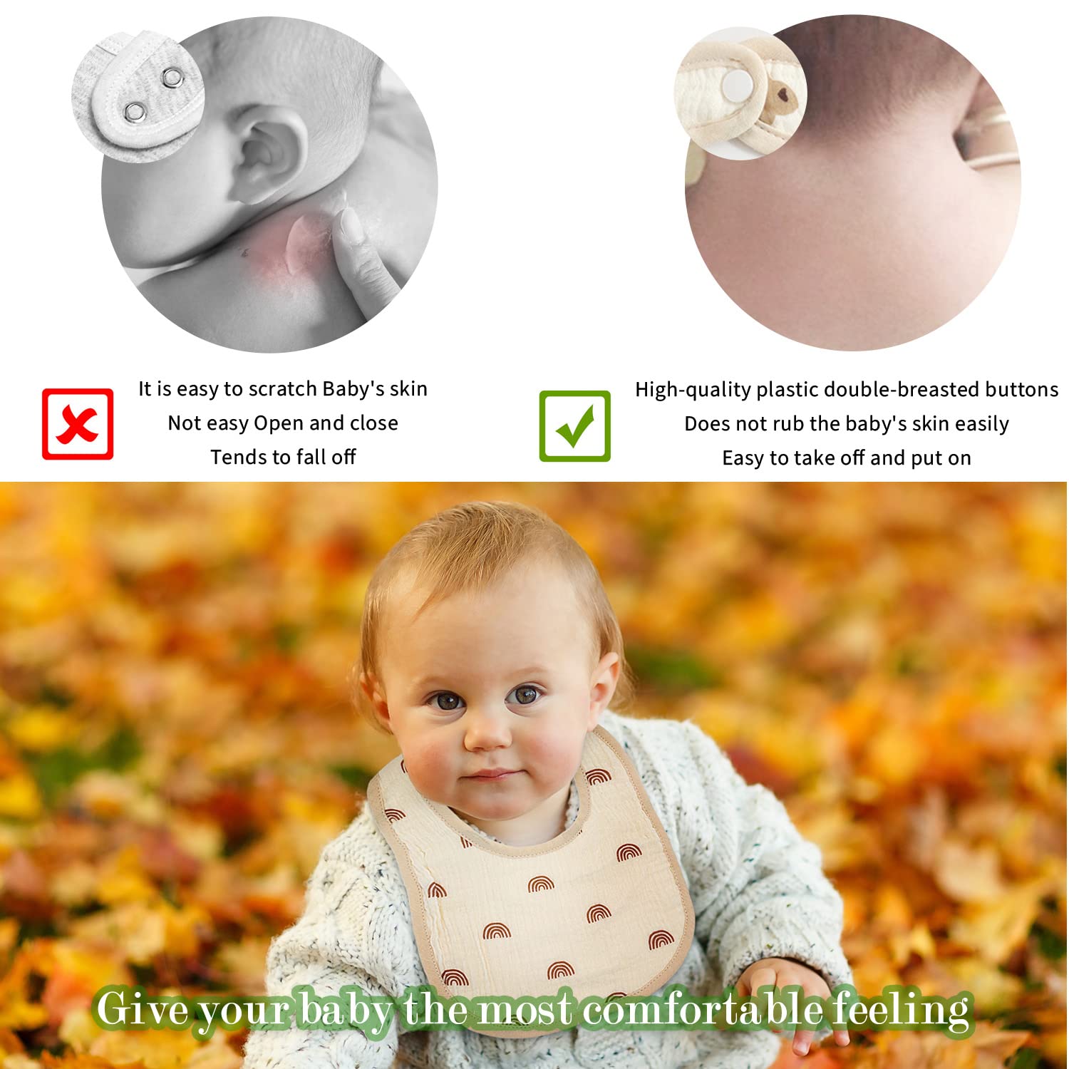 DOSMINE neutral-pattern bibs suit boys and girls during feeding and drool