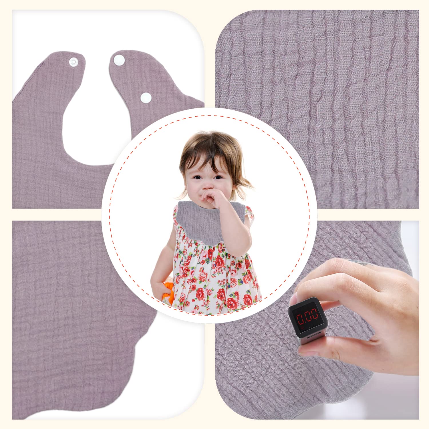 DOSMINE muslin baby bib red practical everyday use during meals and teething
