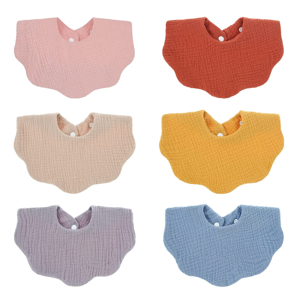 DOSMINE muslin baby bib red top view highlights soft absorbent fabric for drool and teething comfort