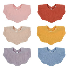 DOSMINE muslin baby bib red top view highlights soft absorbent fabric for drool and teething comfort