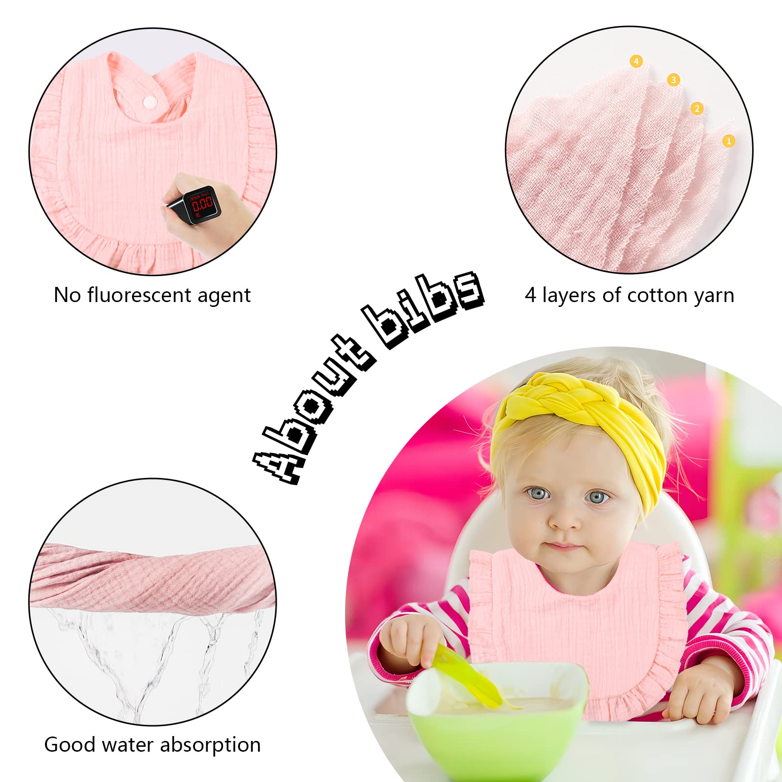 DOSMINE muslin baby bib six-pack-patterns highlights stylish unisex designs for everyday wear.