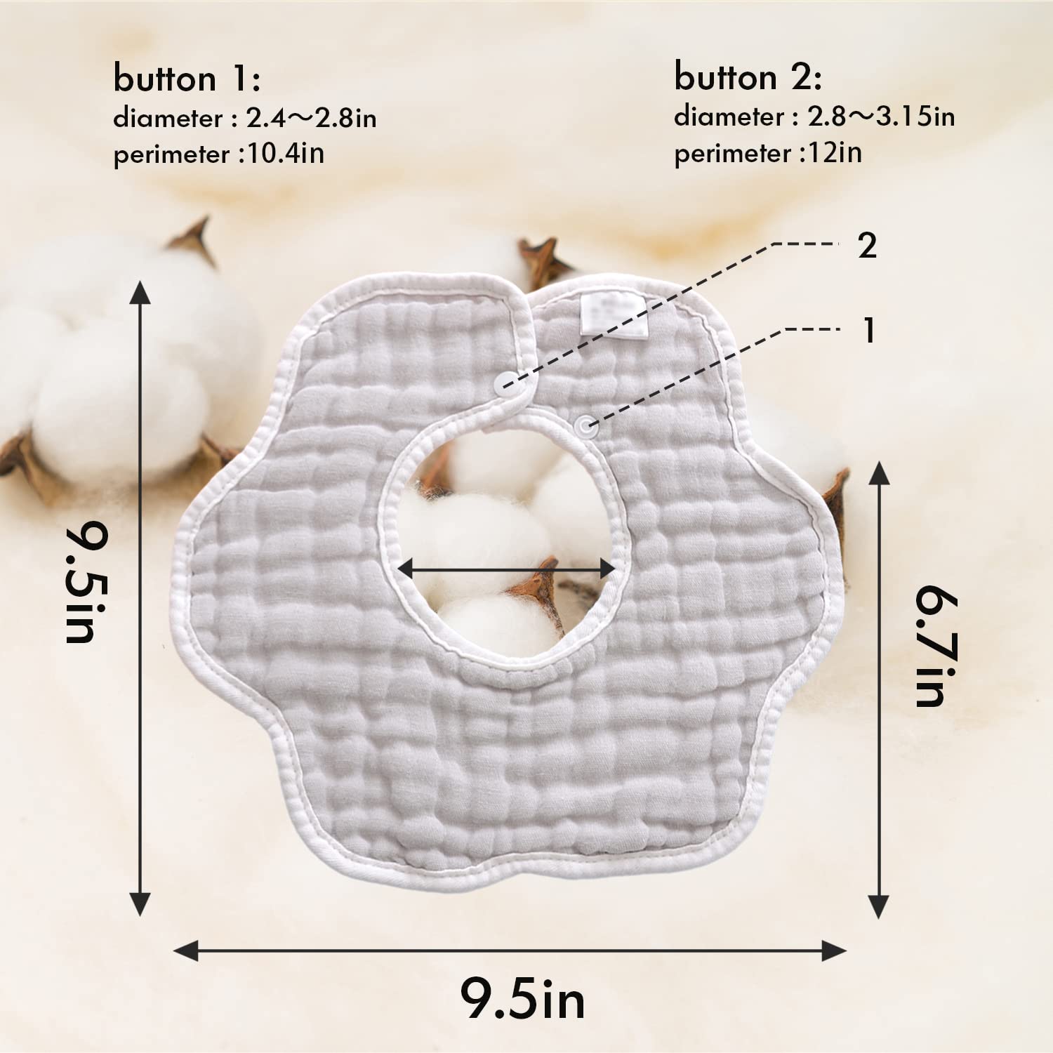 DOSMINE muslin baby bib sunny yellow back view demonstrates reversible design for two looks
