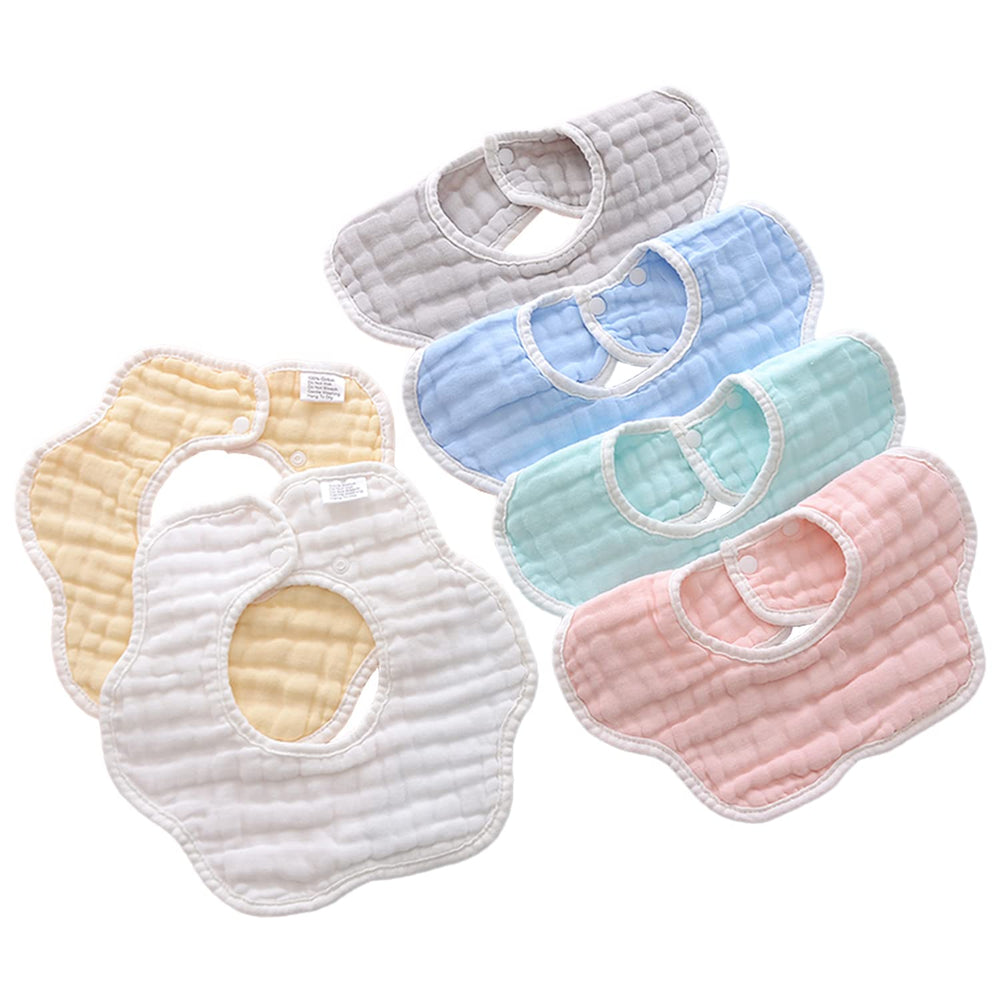 DOSMINE muslin baby bib sunny yellow front view shows soft 8-layer absorption for drool