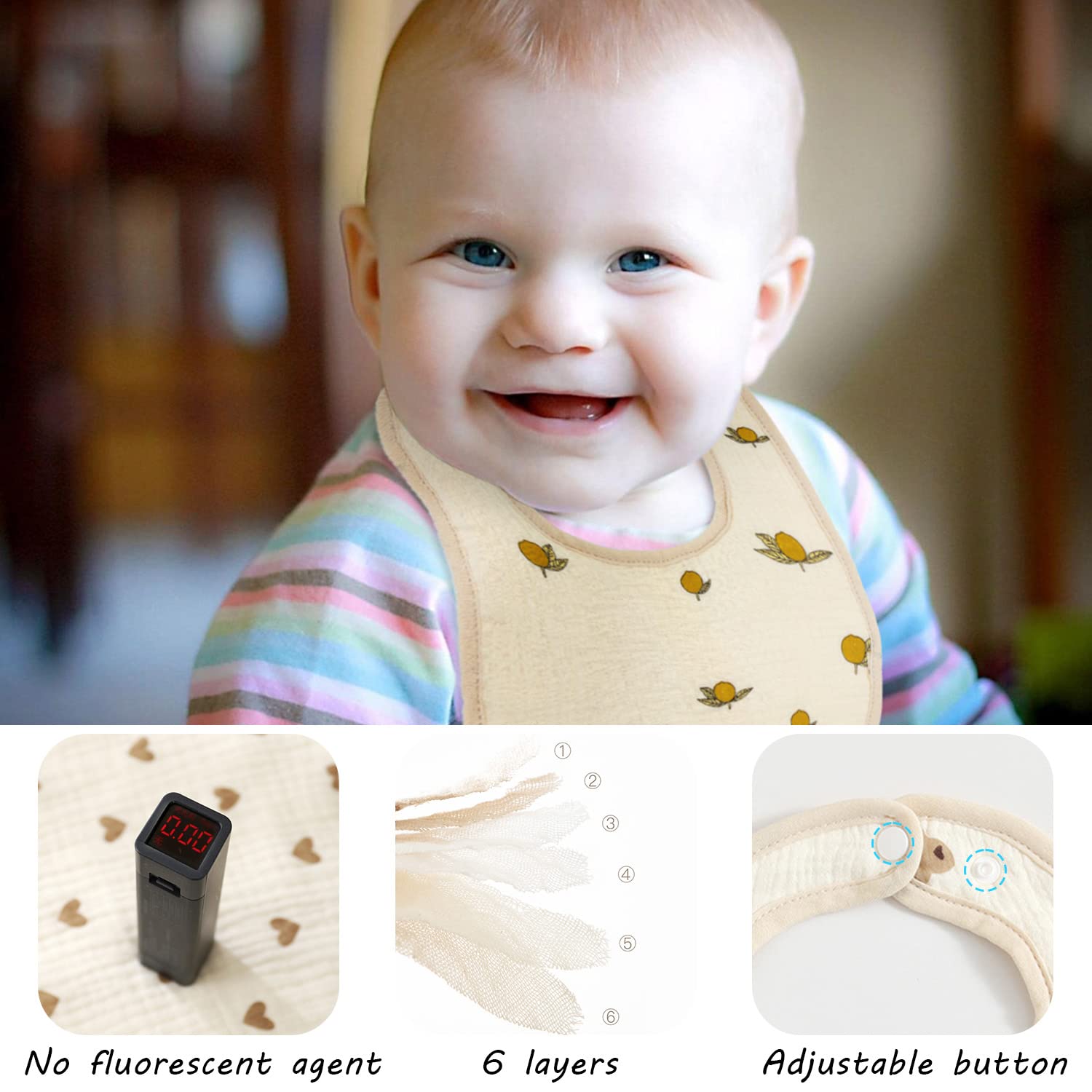 DOSMINE baby bibs with teething-friendly soft material ideal for travel cleanup