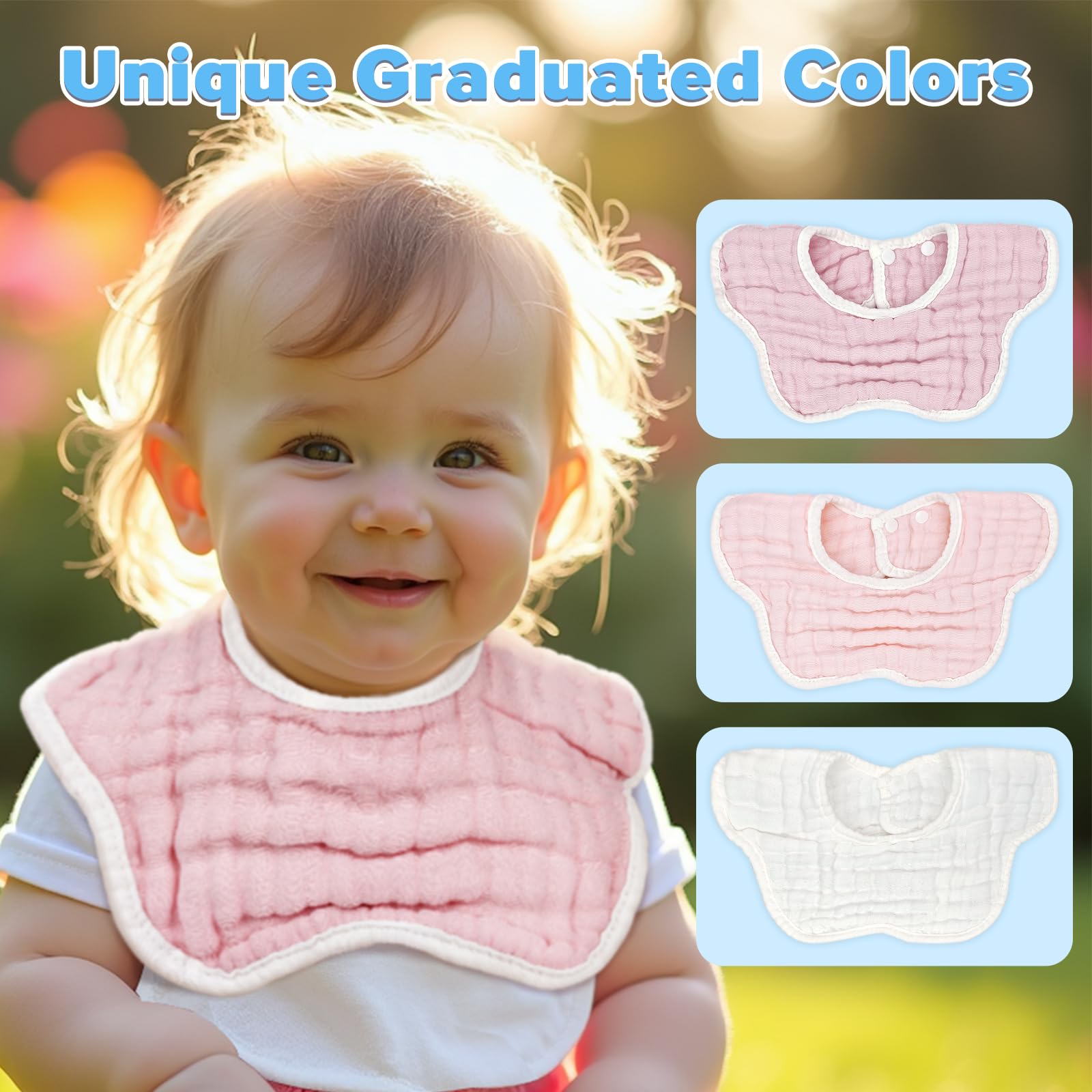 DOSMINE muslin baby bibs – 360-rotation keeps outfits clean during feeds