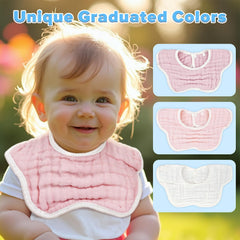 DOSMINE muslin baby bibs – 360-rotation keeps outfits clean during feeds