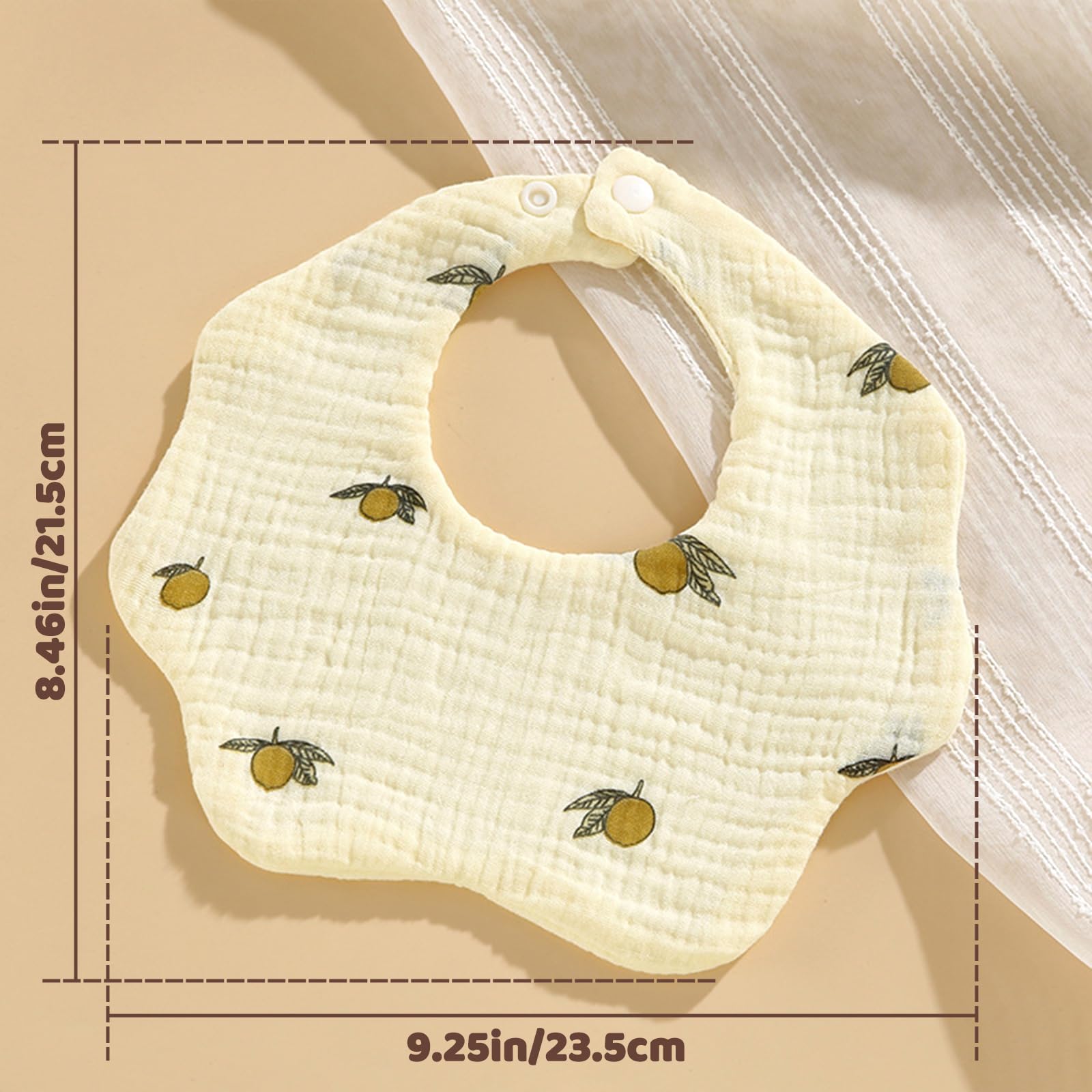 DOSMINE Muslin Baby Bibs close-up of adjustable snaps for newborn to 36 months