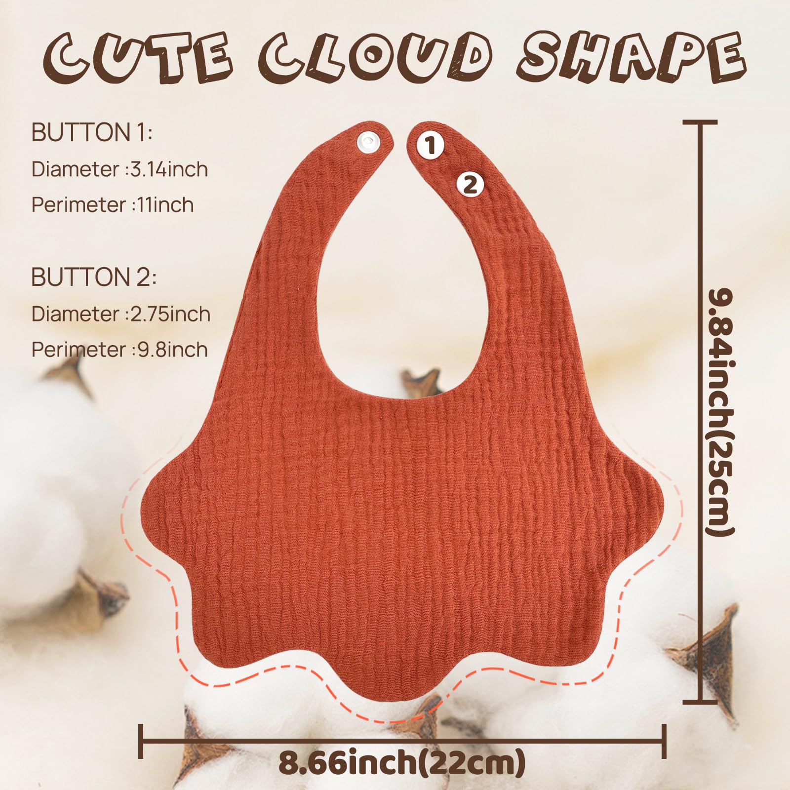 DOSMINE Muslin Baby Bibs adjustable snaps ensure comfy fit for growing infants