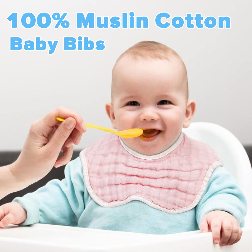 DOSMINE muslin baby bibs – petal-shape design offers cute, snug coverage