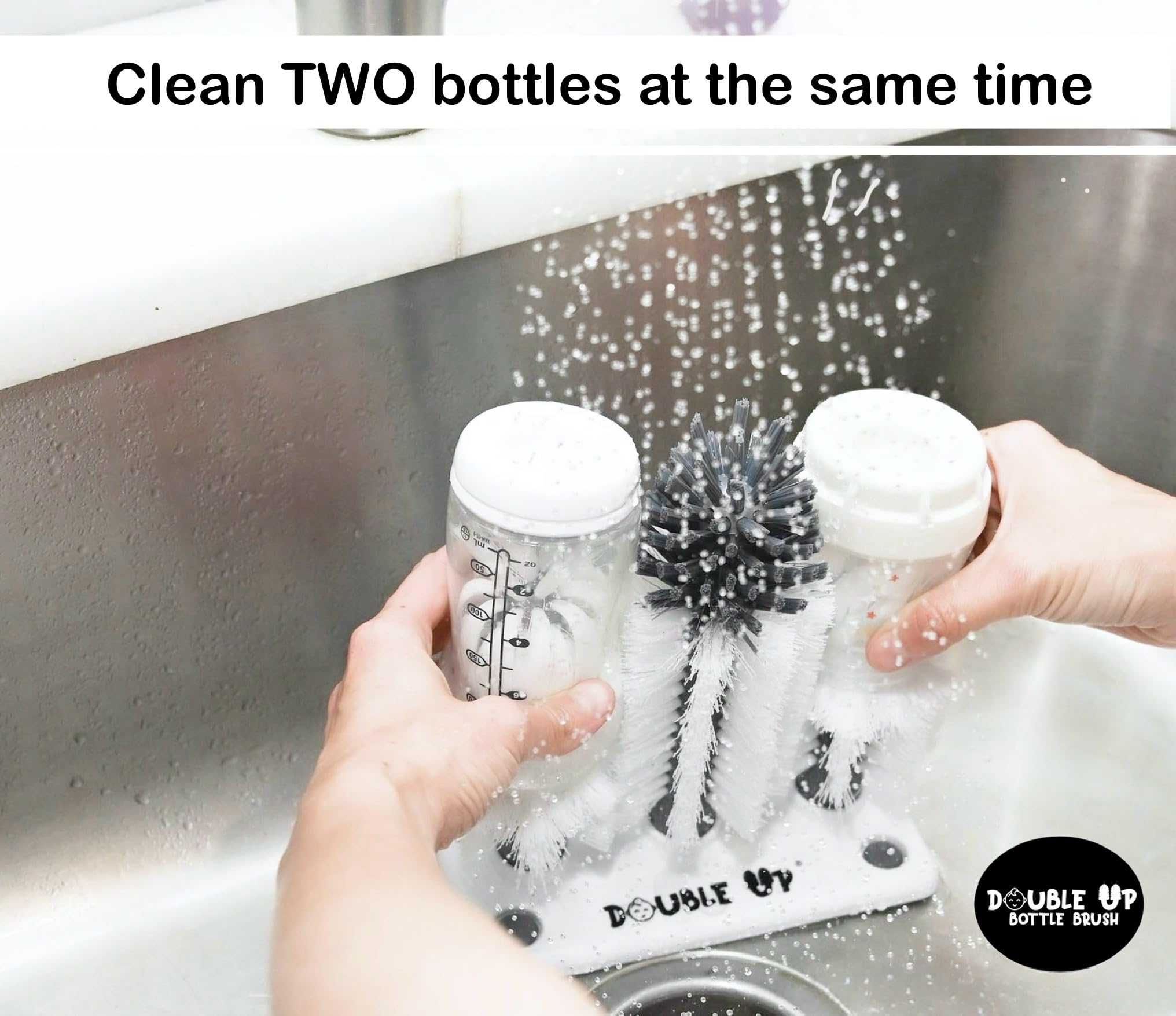 Double Up suction-base shows stable cleaning surface for bottles