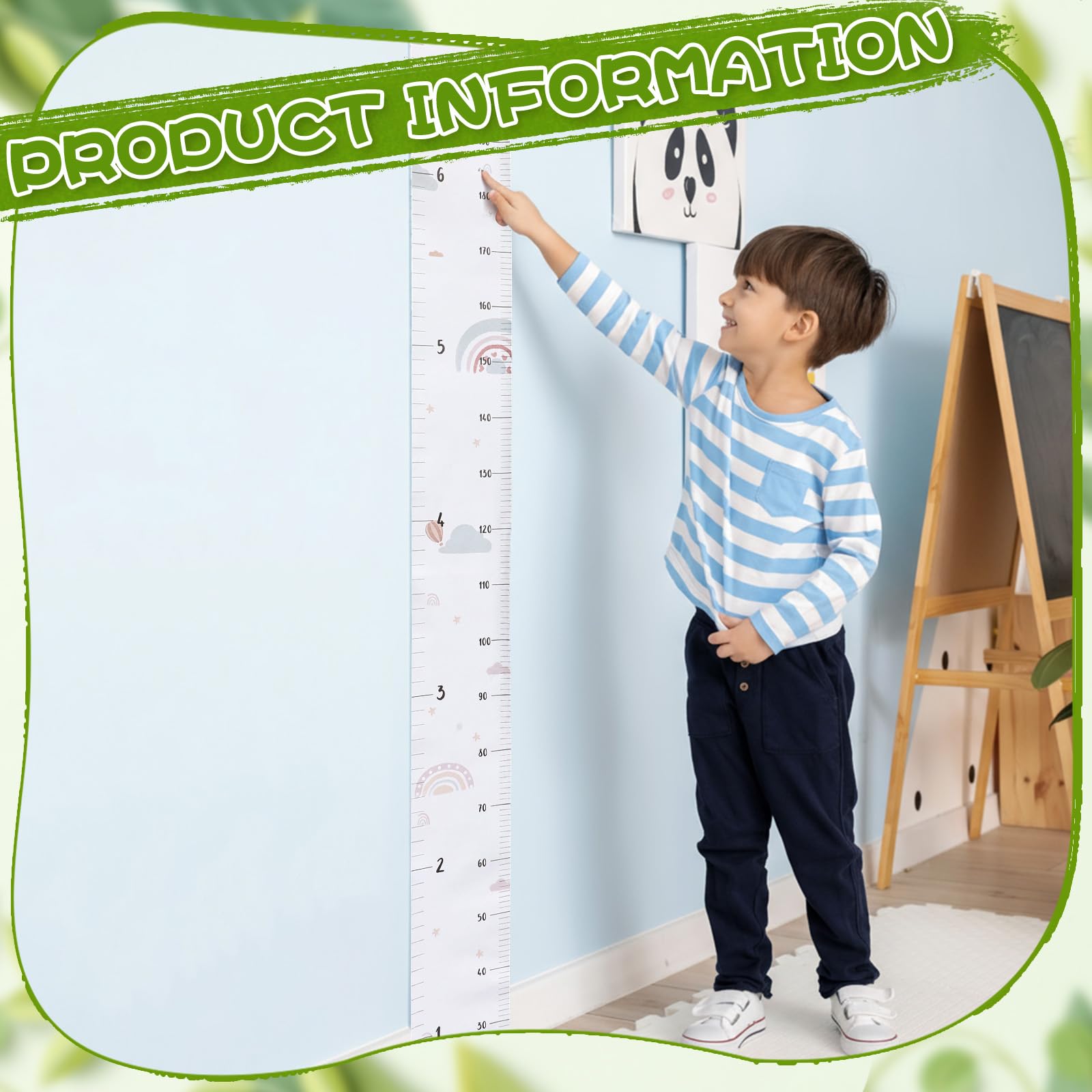 DoubleFill 7-foot canvas growth chart tracks a child's growth over years.